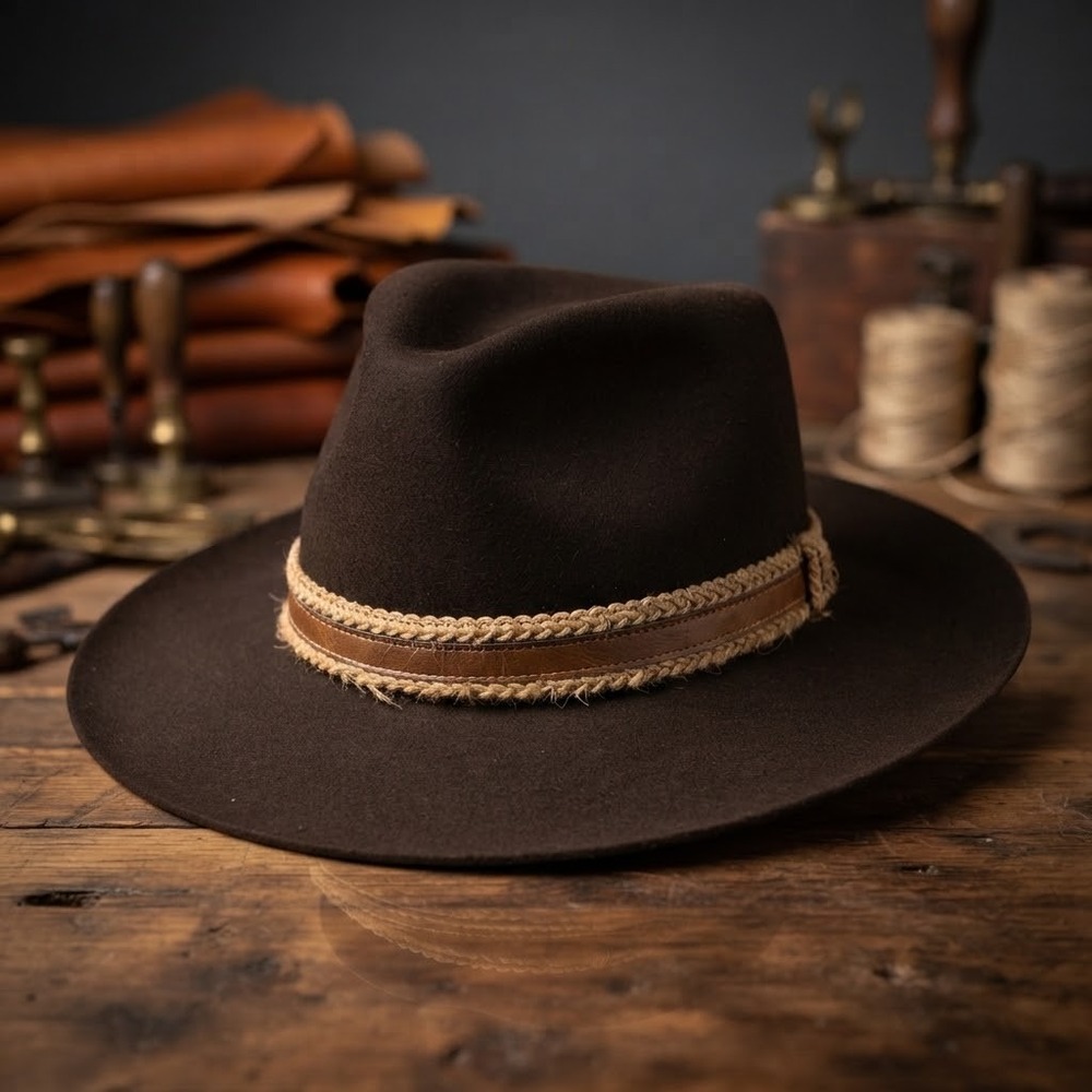 Vtg Stetson 3X Beaver The Gun Club Fedora Hat Brown Felt Size 7 1/4 Wide Brim